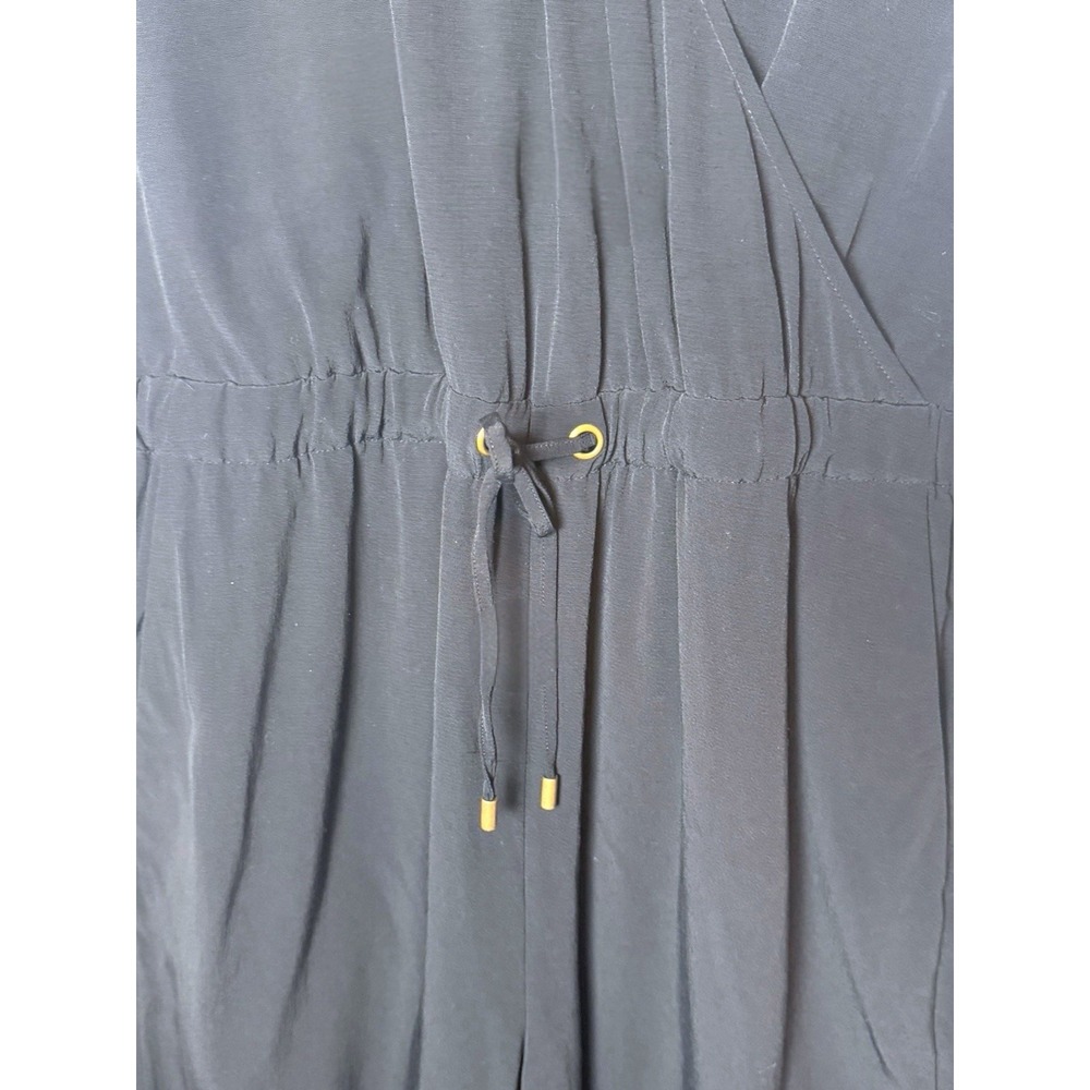 Eileen Fisher Black V-Neck Drawstring Waist Cropped Wide Leg Jumpsuit S/P - Picture 5 of 9